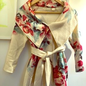Anthropologie floral wool wrap sweater